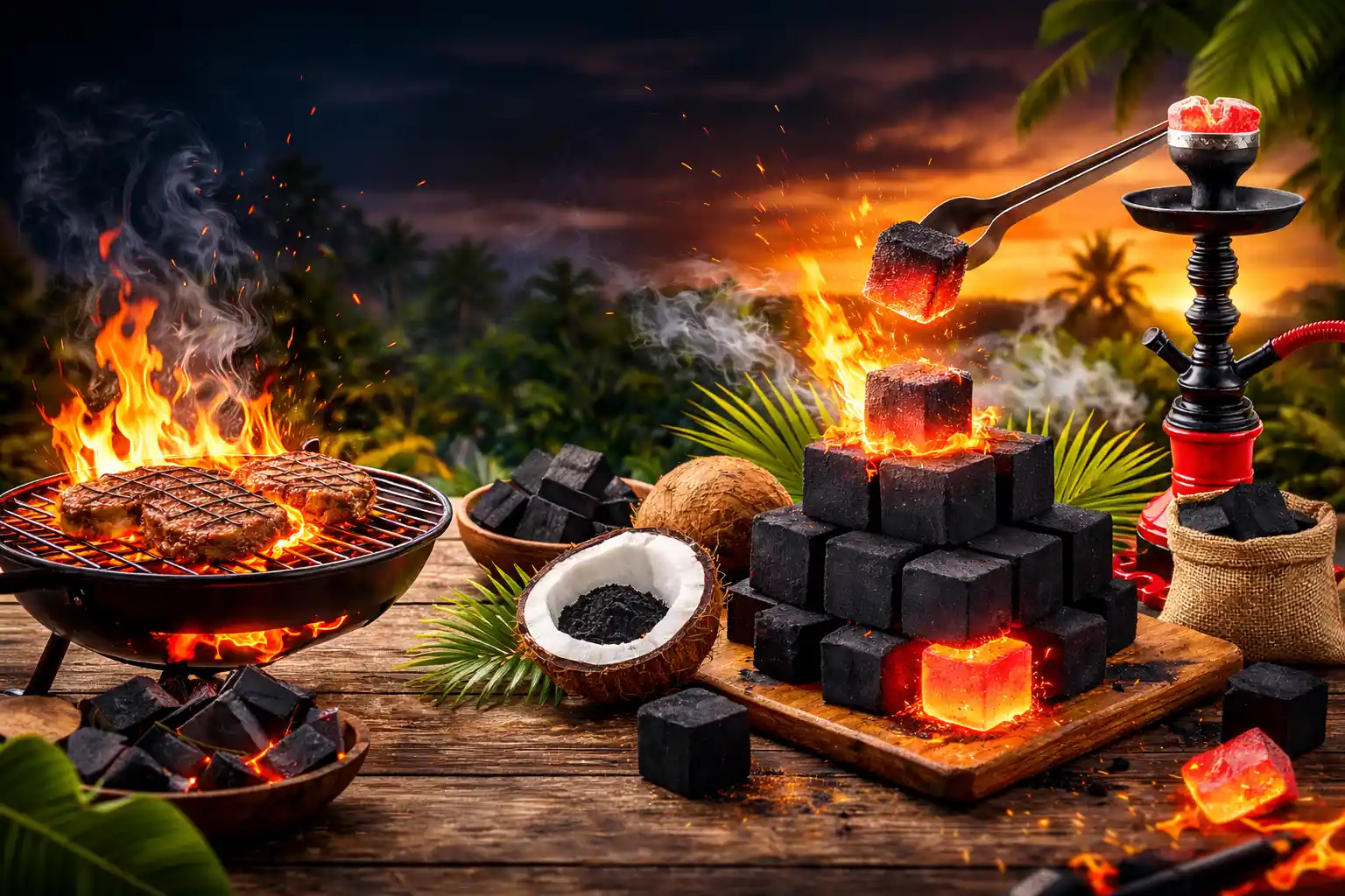 low ash coconut charcoal briquettes
